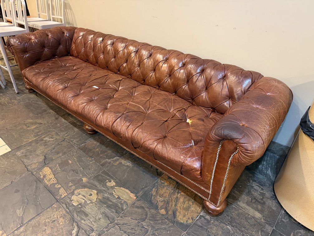 Tufted leather couch