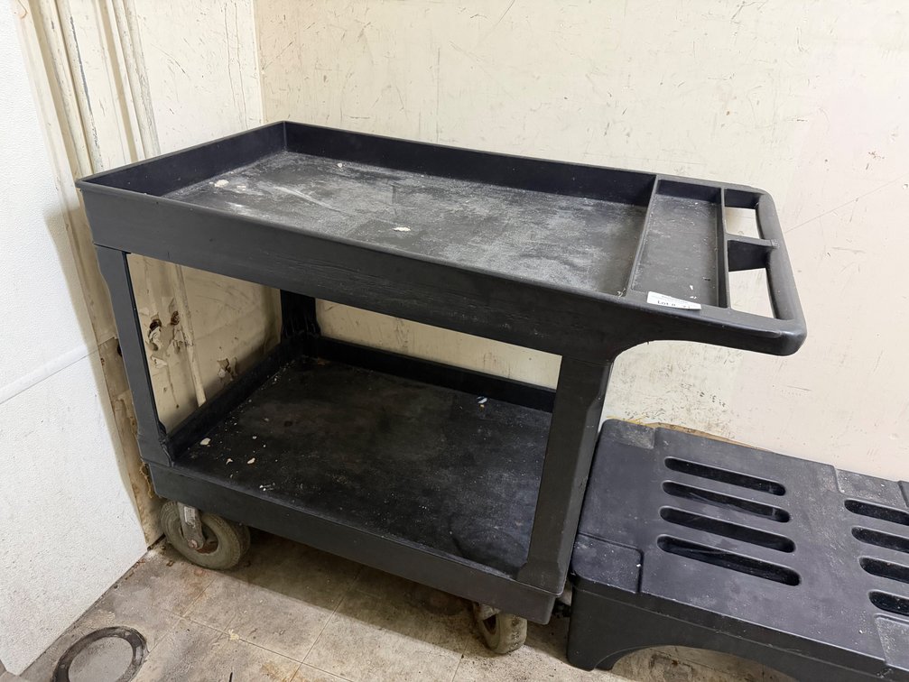 HD plastic 2 level utility cart w/ oversized wheels