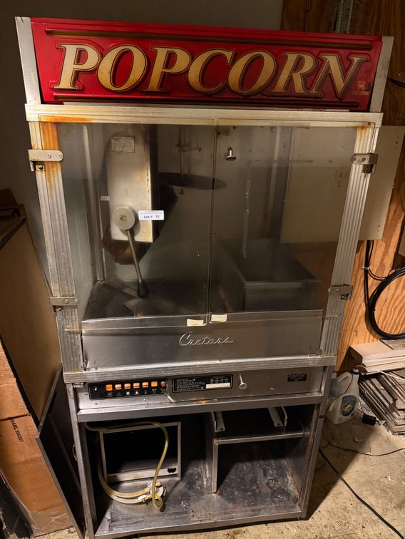 Cretors popcorn machine on wheels