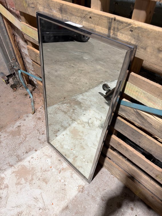Metal framed mirror, 18”x36”
