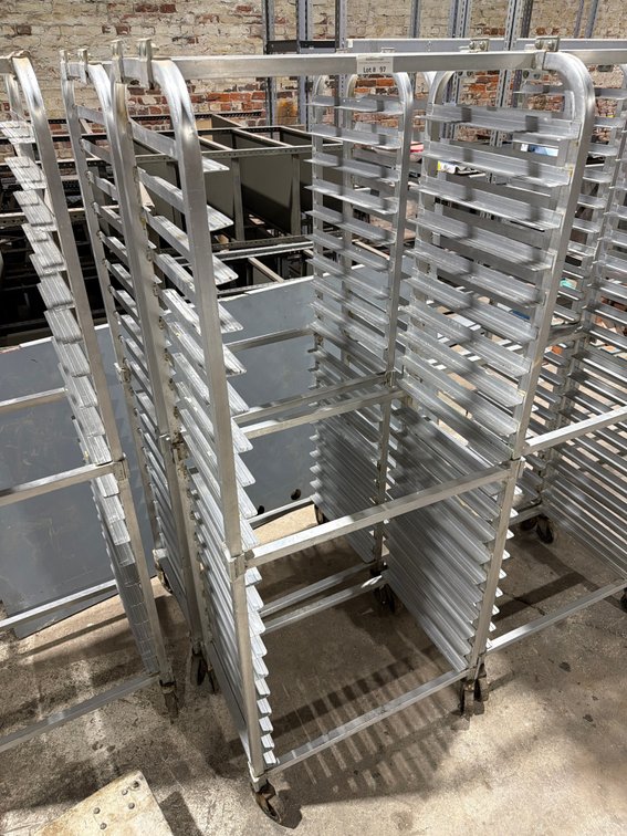 Full size aluminum sheet pan rack on wheels