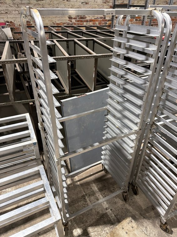 Full size aluminum sheet pan rack on wheels