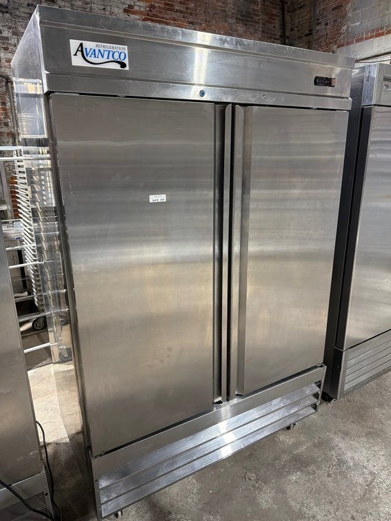 Avantco stainless 2 door cooler on wheels