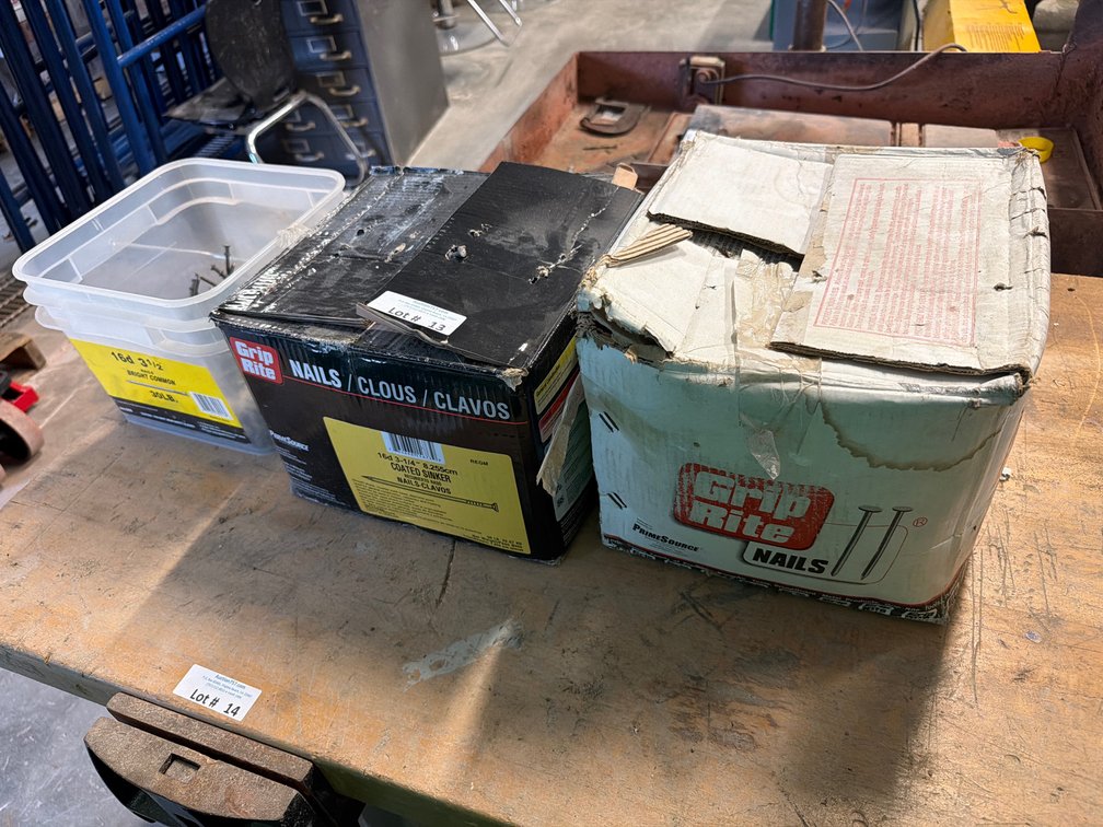 Lot of 3 boxes/containers of nails