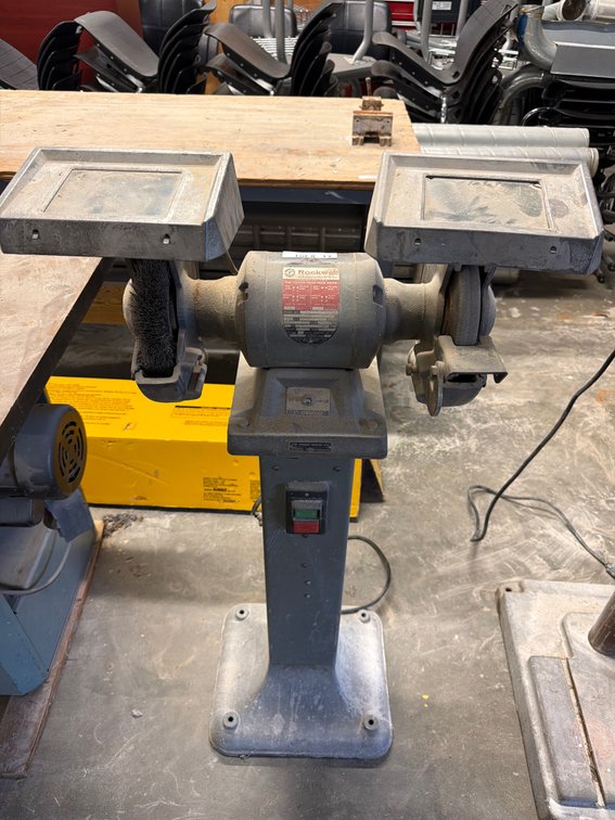 Rockwell bench grinder with pedestal