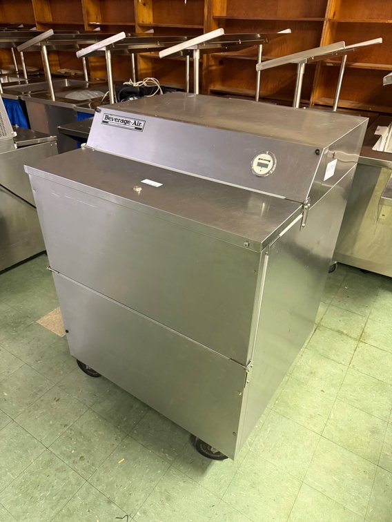 Beverage Air reach-in cooler on wheels