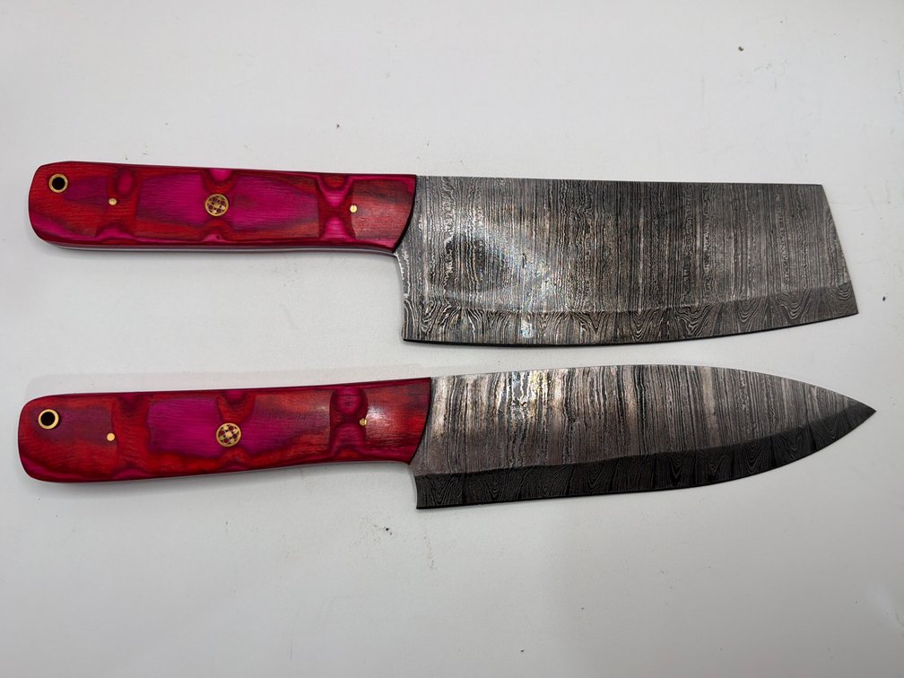 2pc Damascus Style Kitchen Knife and Clever