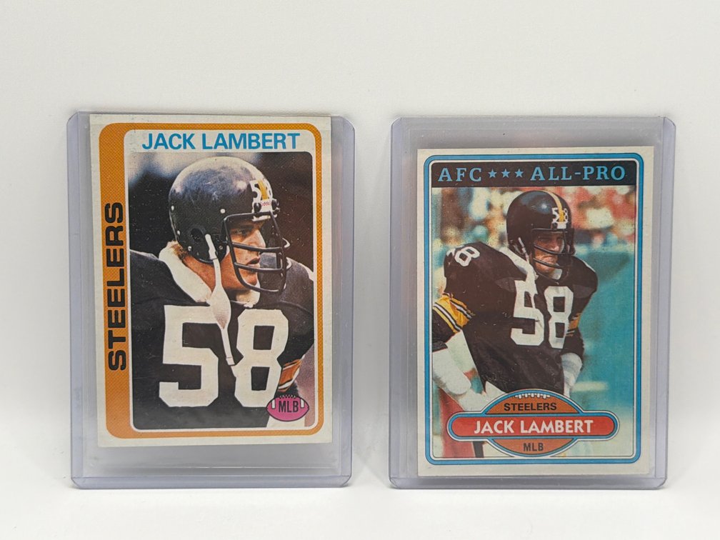 2pc Jack Lambert Topps Cards #165, #280