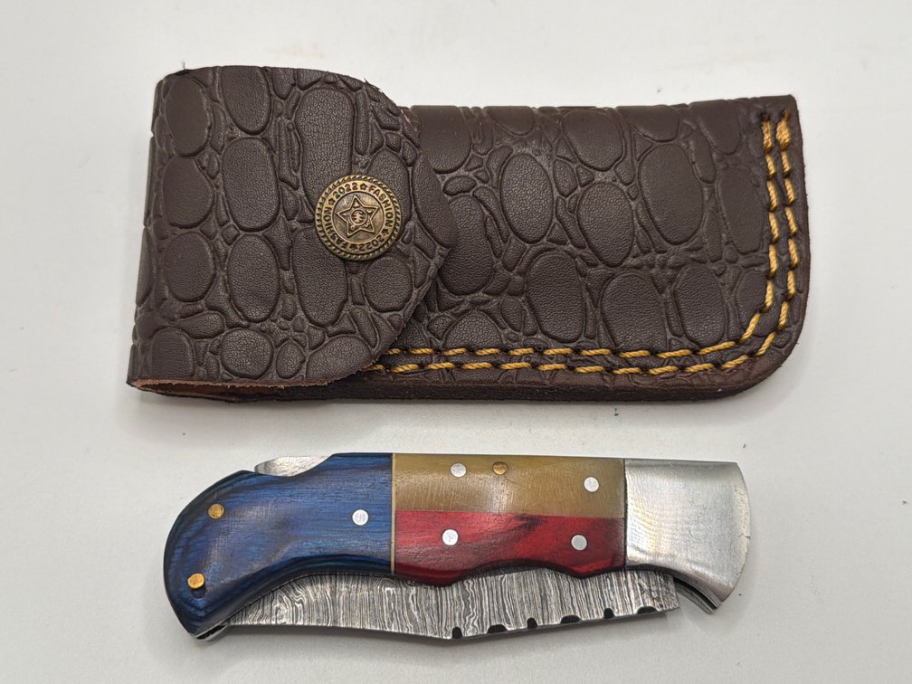 Damascus Style Pocket Knife