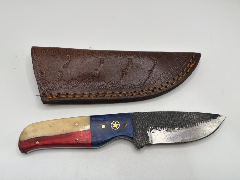 Damascus File Style Drop Point Knife