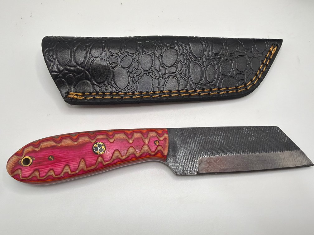 Damascus File Style Sheepsfoot Knife