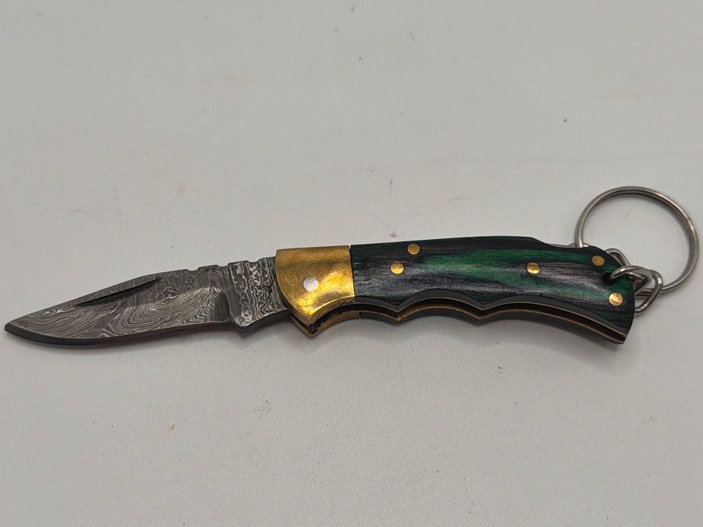 Damascus Style Mini Knife Key Chain