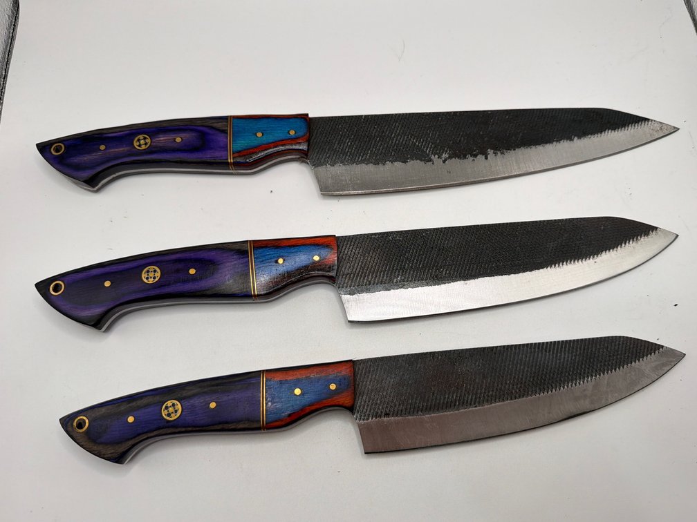 3pc Damascus File Style Kitchen Knives