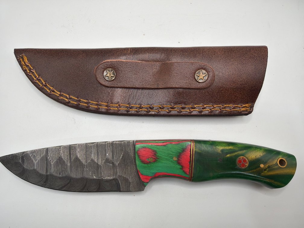 Damascus Style Drop Point Knife