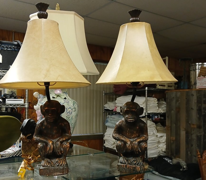 Pair of Monkey Lamps