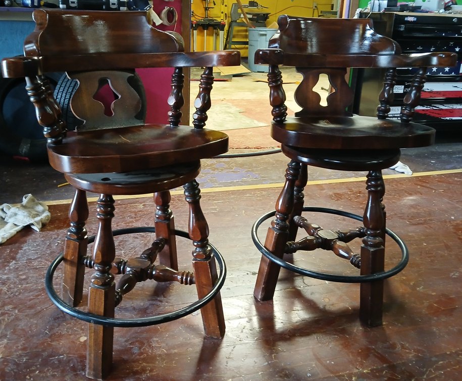 Pair of Wooden Captain's Chair Bar Stools