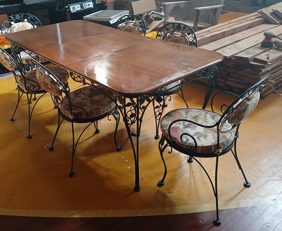 Russel Woodard Chantilly Rose Wrought Iron Table Set