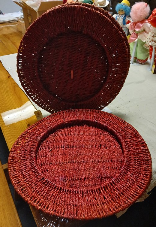 Red Rattan Chargers