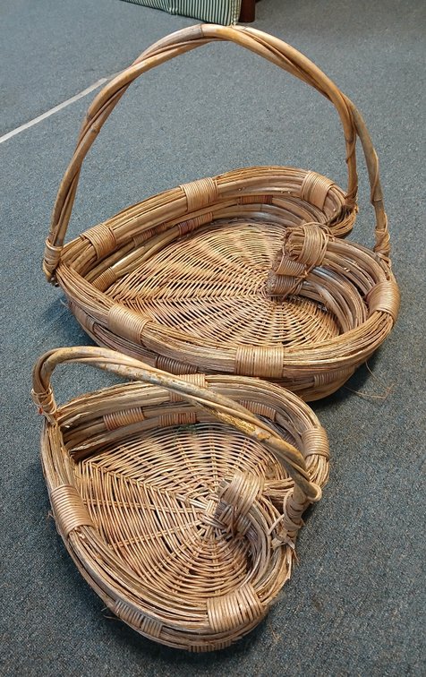 Pair of Heart Wicker Baskets