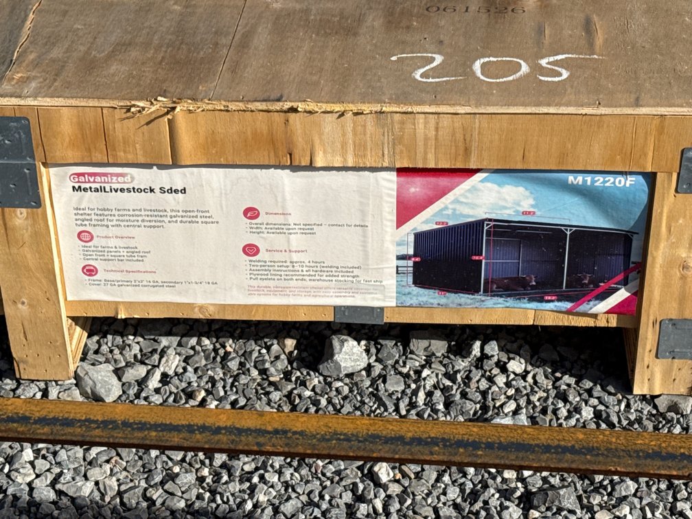 New 2026 SD Launch Galvanized Metal Livestock Shed, model SDLGM1220F.