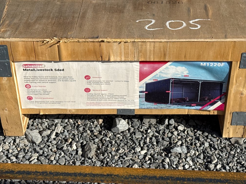 New 2026 SD Launch Galvanized Metal Livestock Shed, model SDLGM1220F.