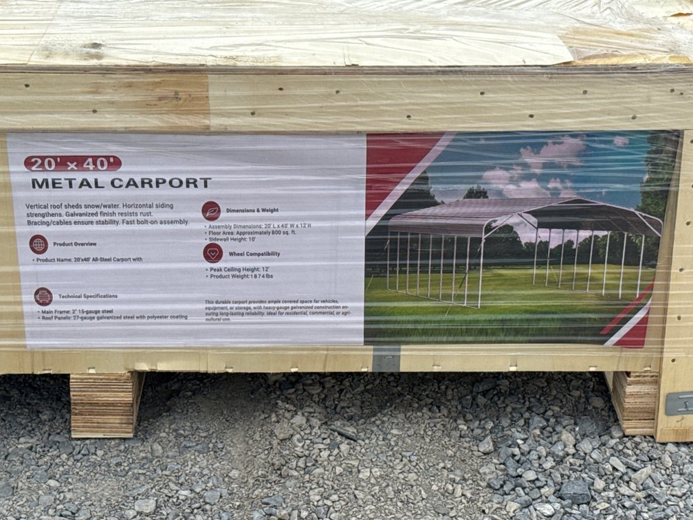 2026 SD Launch 20′ × 40′ All-Steel Carport, Model SDLC2040FT.