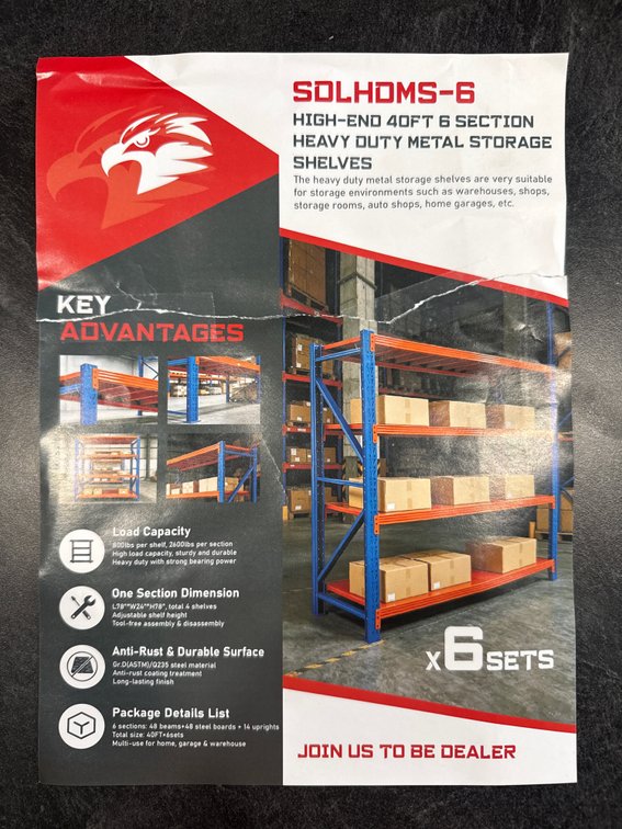 2026 SD Launch Heavy-Duty Metal Storage Shelving, Model SDLHDMS-6.