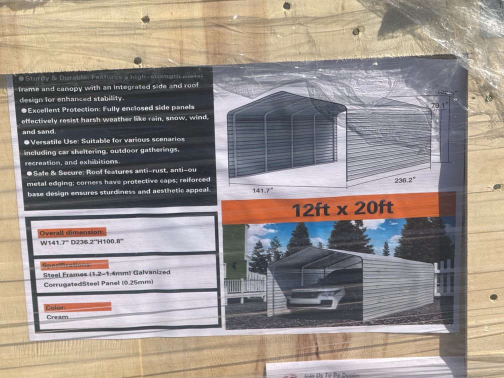 2026 SD Launch SDLC1220 Metal Carport – 12' x 20'