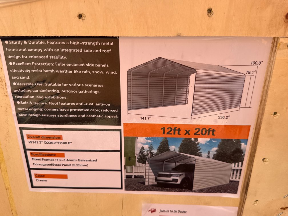 2026 SD Launch SDLC1220 Metal Carport – 12' x 20'