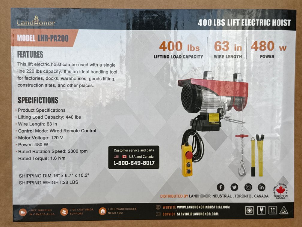 400lb electric hoist