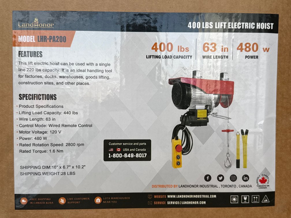 400lb electric hoist