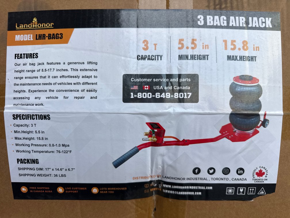 3 ton 3 bag air jack