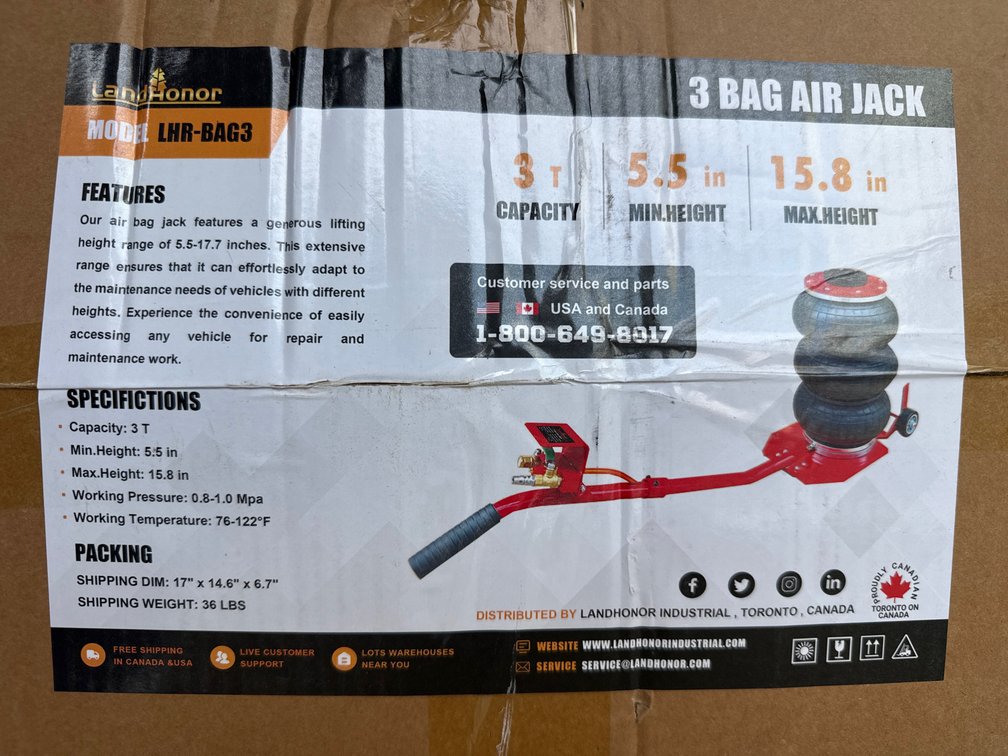 3 ton 3 bag air jack
