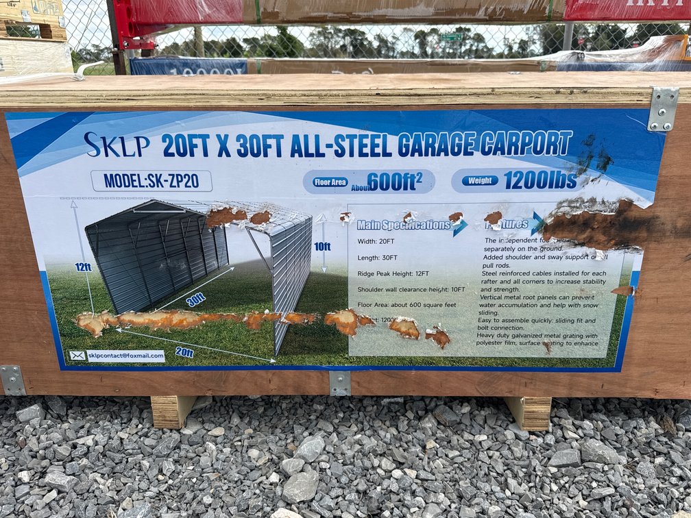 SKLP 20′ × 30′ All-Steel Garage/Carport