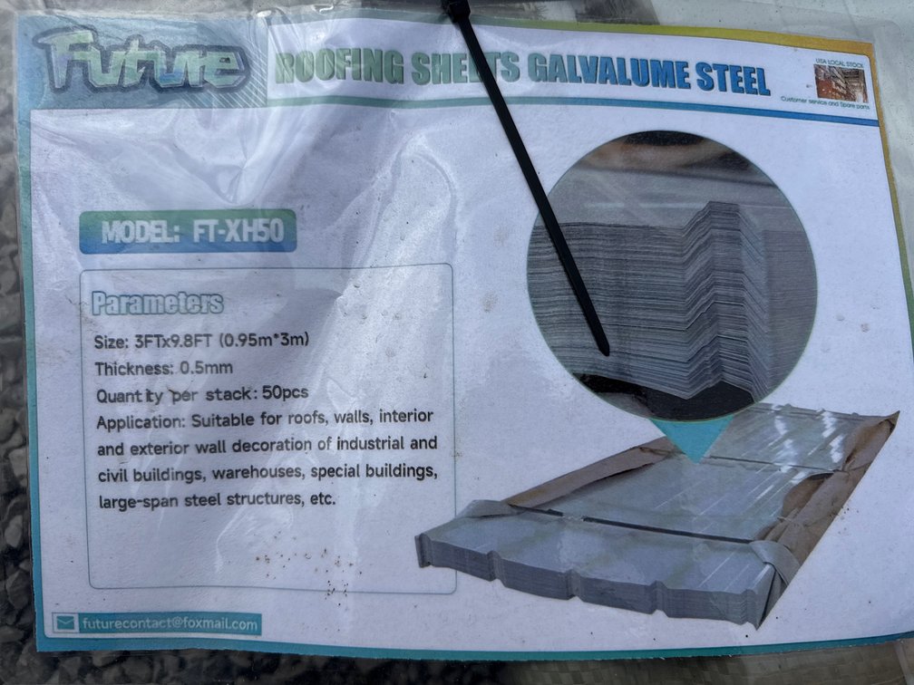 Future 3′ × 9.8′ Galvalume Steel Roofing Sheets – 50-Piece Bundle