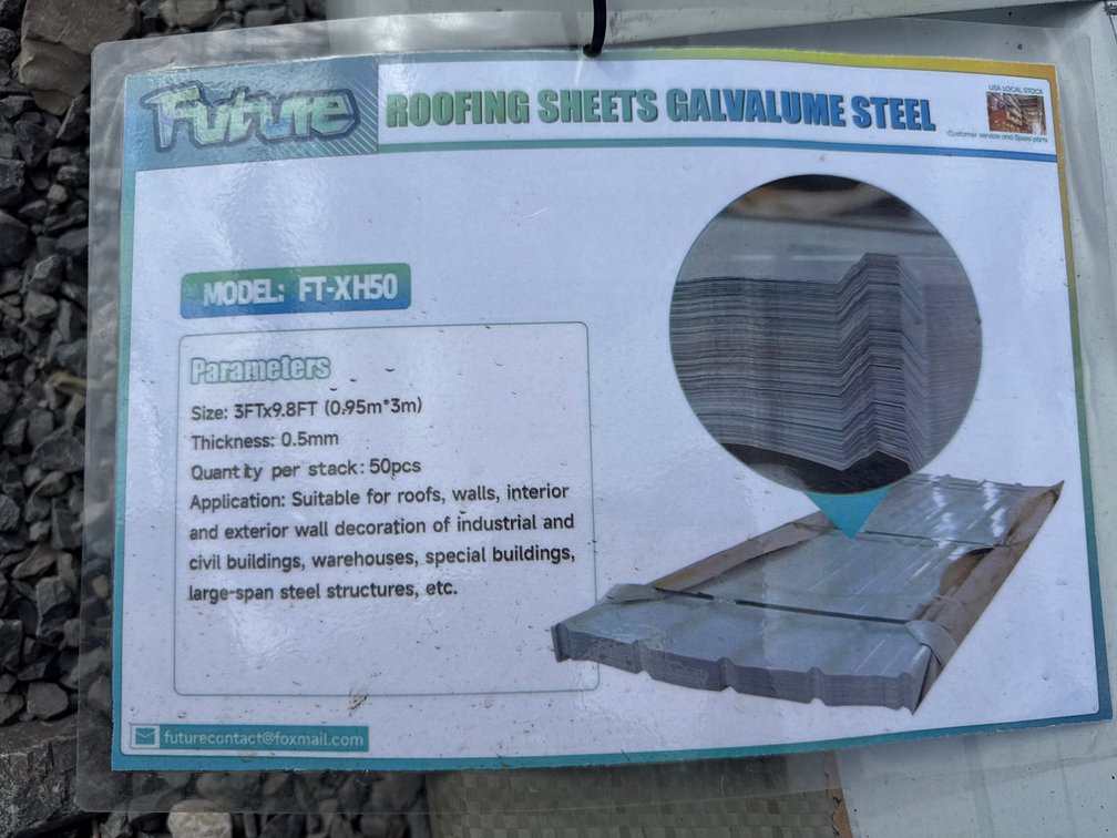 Future 3′ × 9.8′ Galvalume Steel Roofing Sheets – 50-Piece Bundle