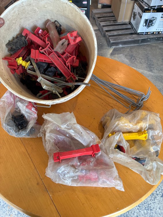 Bucket of Electric Fence Supplies