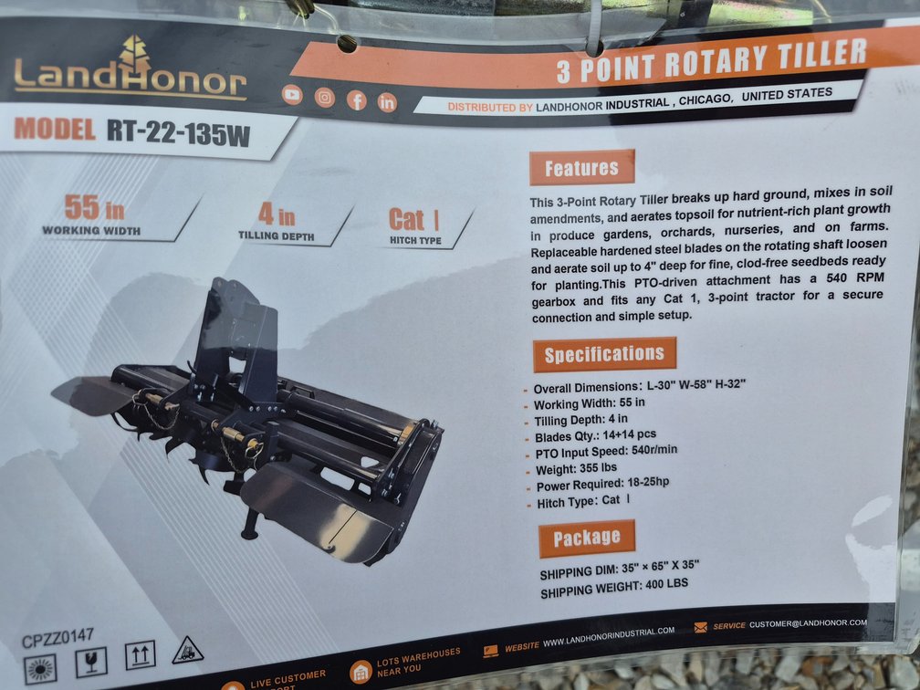 3 pt Rotary Tiller