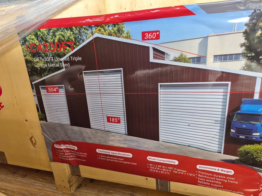 Triple Garage Metal Shed(2 crates)
