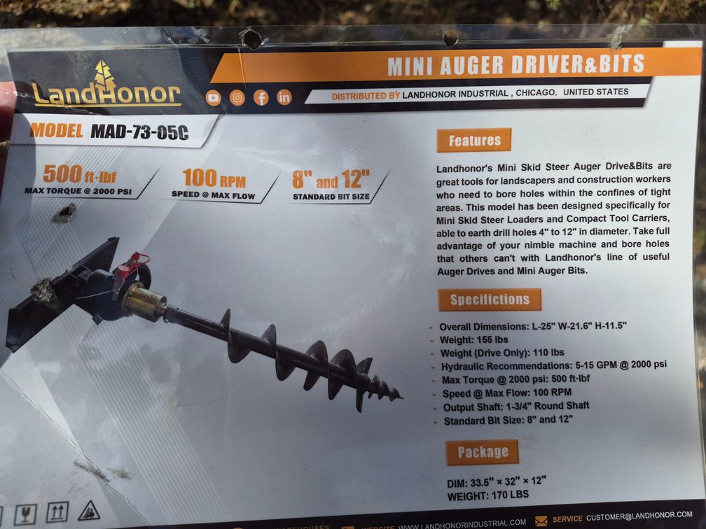 Mini Skid Steer Auger Drives with 2 Bits