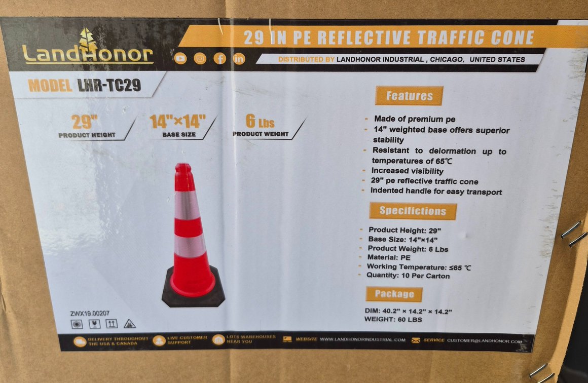 29IN PE REFLECTIVE TRFFIC CONE