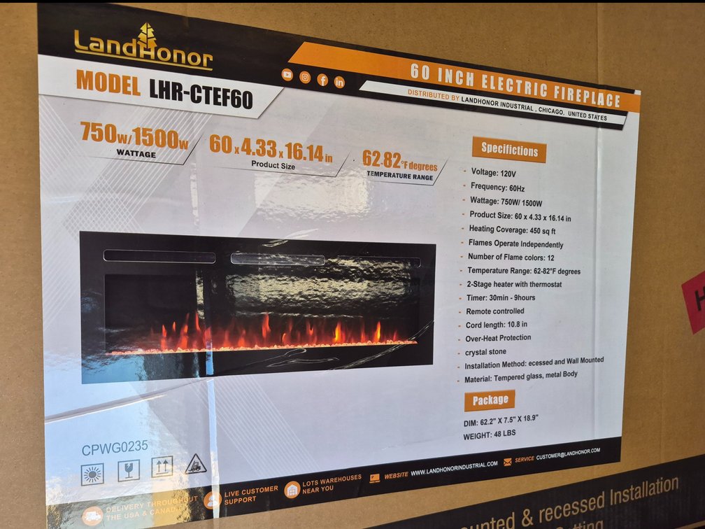 60 Inch Electric Fireplace