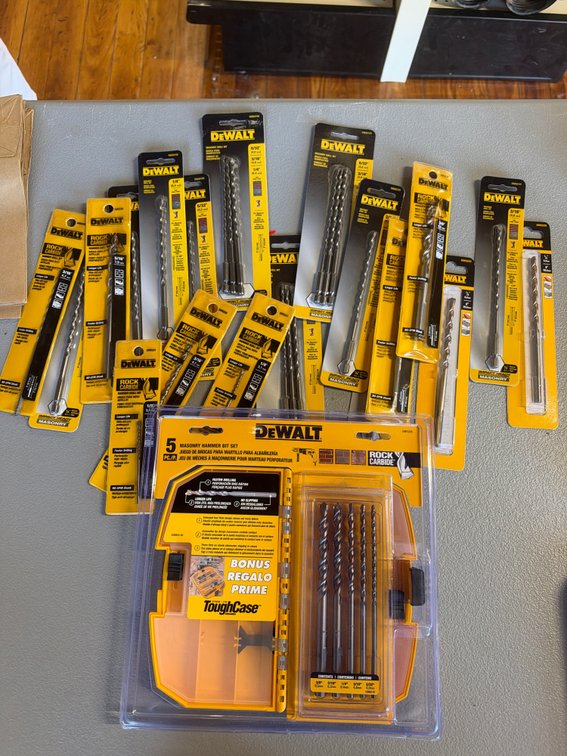 Lot of DeWalt Rock Carbide Masonry and Hammer Drill Bits