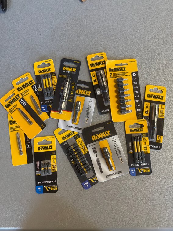 Lot of DeWalt Power Bits, Bit Tips, Nut Driver, and More