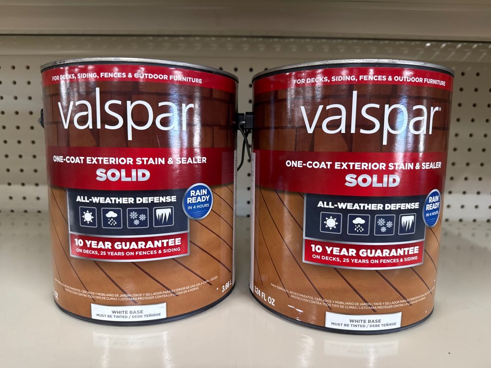 2 valspar cans - exterior stain