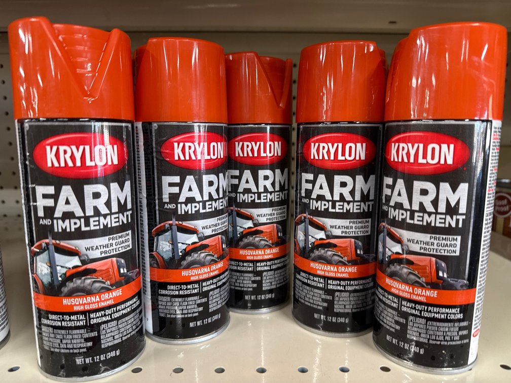 5 krylon farm implement - husqvarna orange