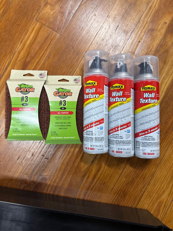 Steel wool & wall texture spray