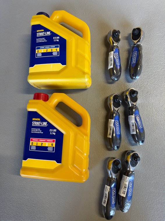 Lot of Marking Chalk and Ratchet Wrenches