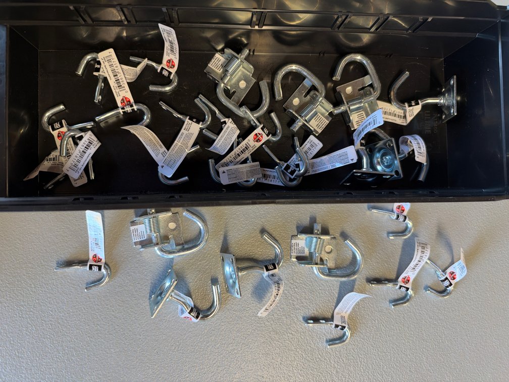 Lot of steel plated wall/ceiling hooks