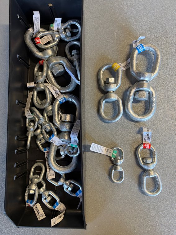 Lot of various sized eye and eye swivels